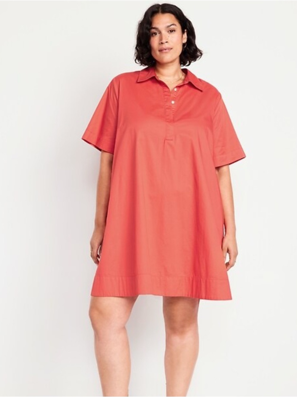 Old Navy XXL Tall Sleeve Swing Mini Shirt Dress Lava Flow Cotton Pockets NEW